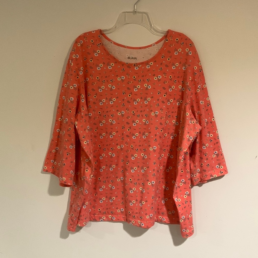 Blair 3/4 sleeve Coral Floral Top, Women’s Size 3XL